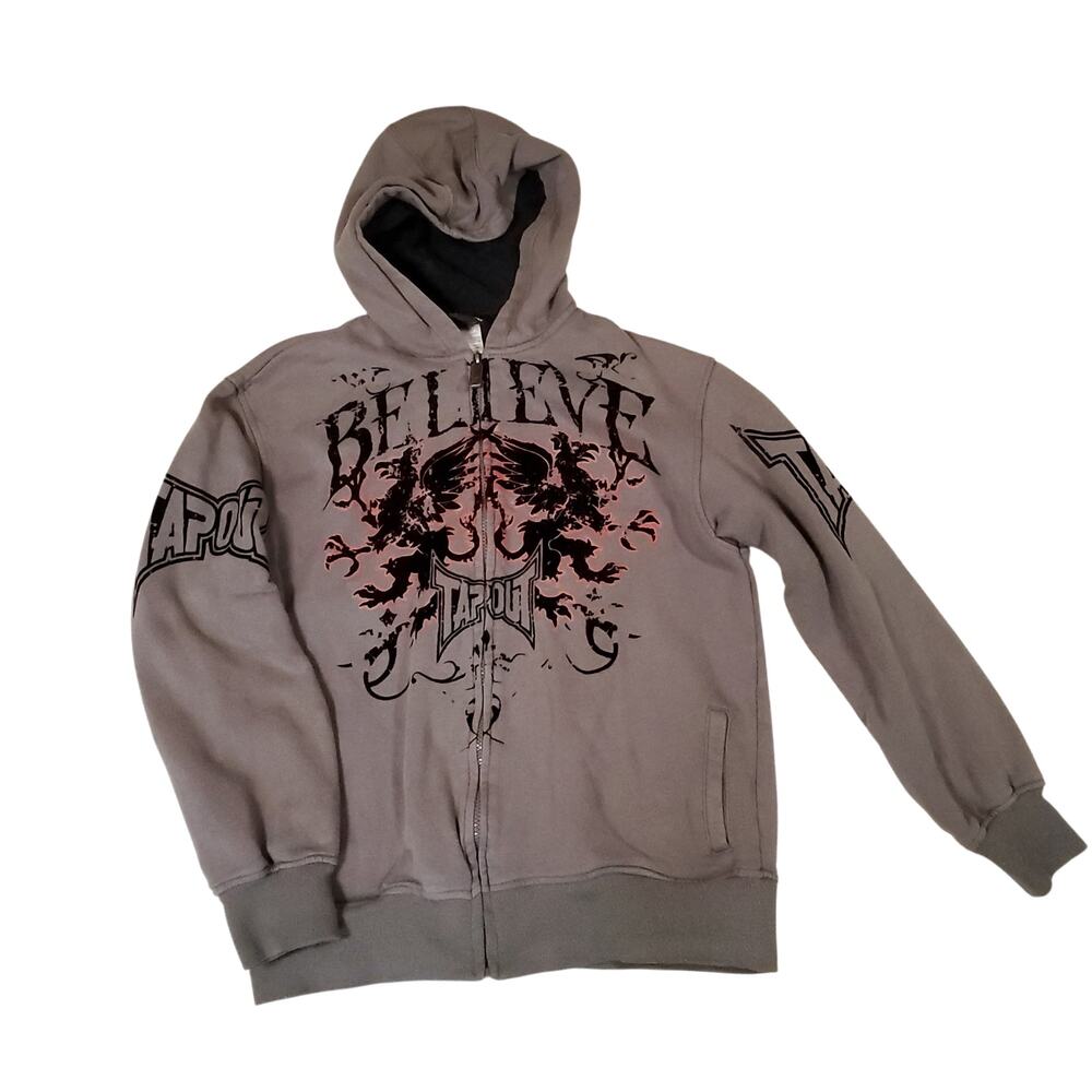 Vintage Tapout Full Zip Sweatshirt Hoodie Y2K Grunge Punk Skater MMA Youth XL